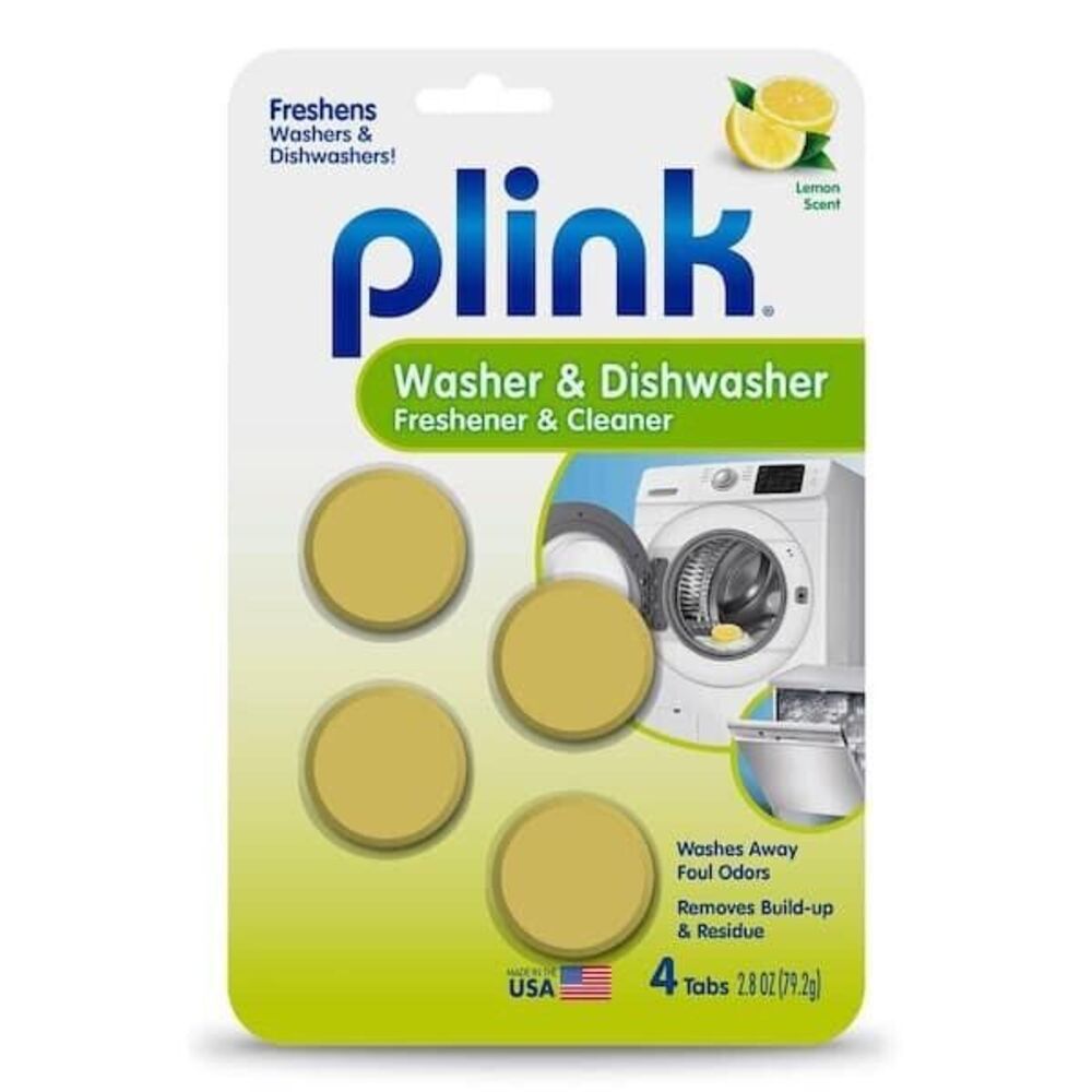 Compac Home PLINK Washer & Dishwasher Freshener and Cleaner 4 Pack Lemon Scent
